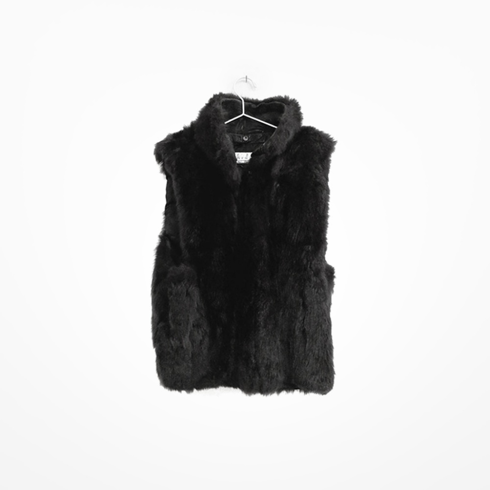 Andrew Marc Vintage Black Fur Vest